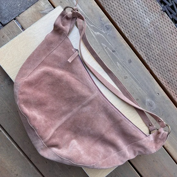 Free People Roma Suede Leather Slouchy Hobo Tote Bag - Picture 4 of 16